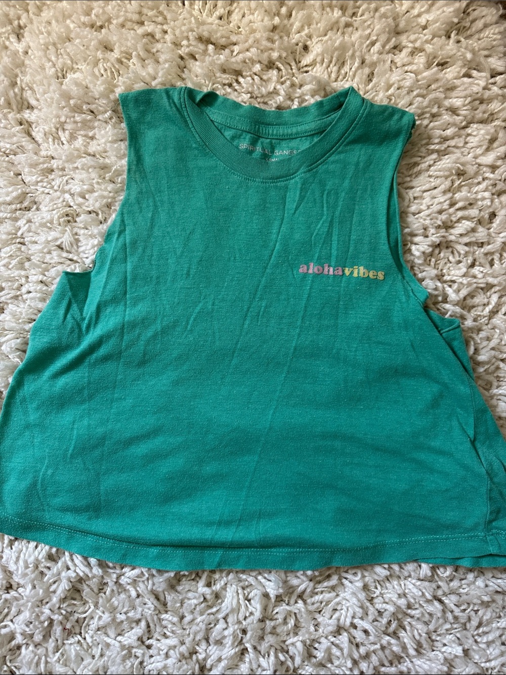 Spiritual Gangster Green Kids Sleeveless Tank with 'aloha vibes'